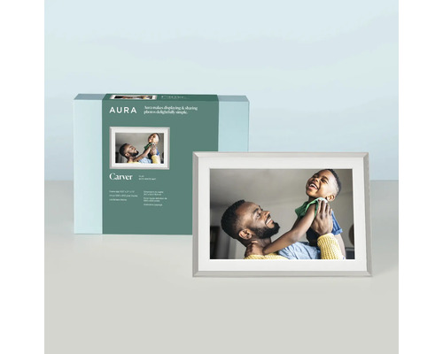 Aura Carver digital fotoram med förpackning
