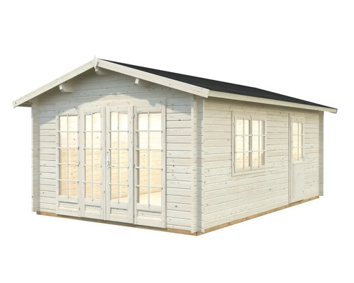 Trädgårdshus i trä med fönster och dörr