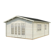 Trädgårdshus i trä med dubbeldörr och fönster