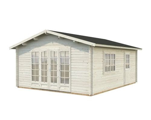 Trädgårdshus i trä med dubbeldörr och fönster