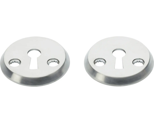 Två dörrhandtagsrosetter för cylinderlås