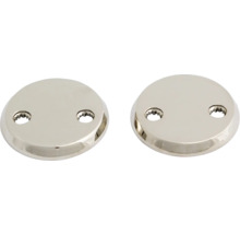 Två metallrosetter för sanitetsarmaturer