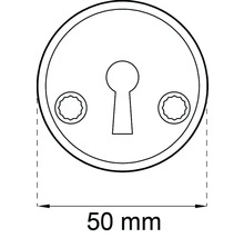 Mått på en nyckelrosett med en diameter på 50 millimeter