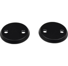 Två runda, svarta rosetter för vattenkranar