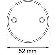 Teknisk ritning av ett runt lock med en diameter på 52 millimeter
