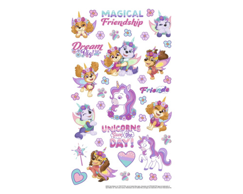 Klistermärkesark med Paw Patrol hundmotiv och enhörningar