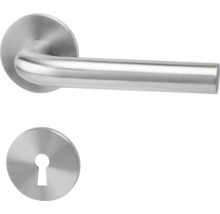 Dörrhandtag i rostfritt stål med rosett