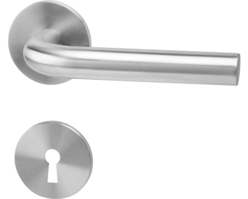 Dörrhandtag HABO Portland rostfritt Dörrhandtag i rostfritt stål med rosett