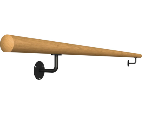 Träledstång med svarta fästen för väggmontering