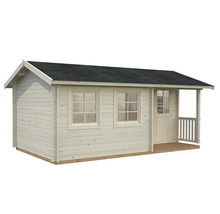 Trädgårdshus i trä med täckt veranda