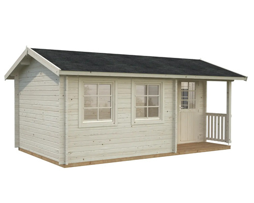 Trädgårdshus i trä med täckt veranda