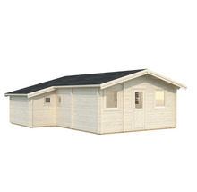 Trädgårdshus i trä med dörr och fönster