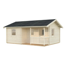 Trädgårdshus i trä med veranda och tak