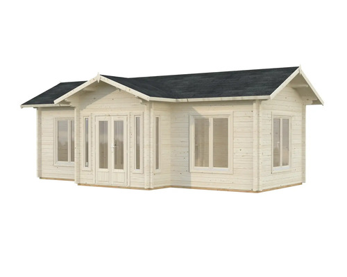 Trädgårdshus i trä med fönster och dubbeldörr