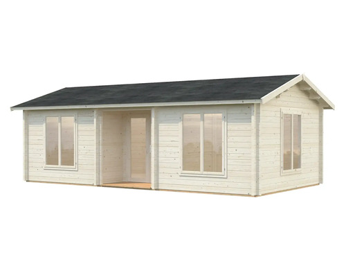 Trädgårdshus i trä med fönster och dörr