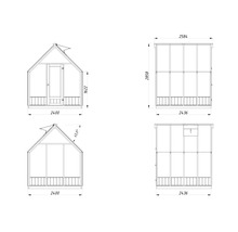 Teknisk ritning av ett växthus med mått