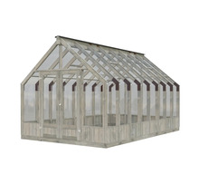 Växthus med träram och transparenta väggar