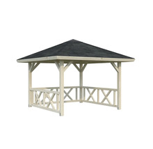 Träpaviljong med tak