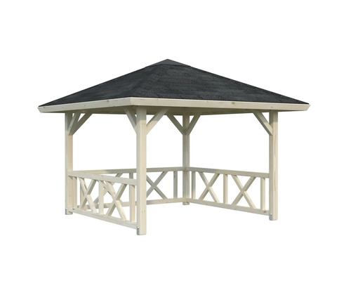 Träpaviljong med tak