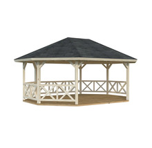 Trädgårdspaviljong med trägolv och tak