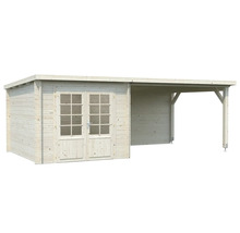 Trädgårdshus med tillbyggnad av trä