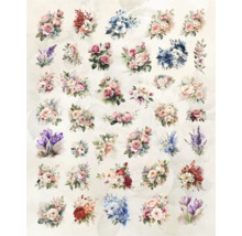 Bild av olika blombuketter med rosor, lavendel och krokusar.