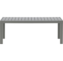 Trädgårdsbord av metall med lamellstruktur