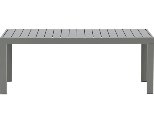 Trädgårdsbord av metall med lamellstruktur