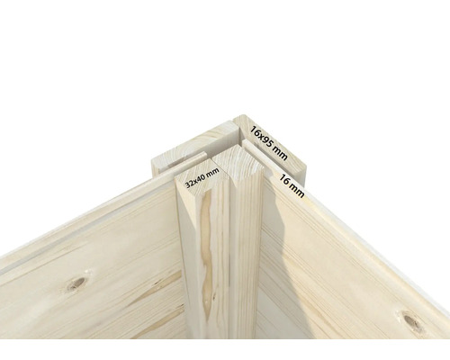 Hörn detalj av träkonstruktion med mått