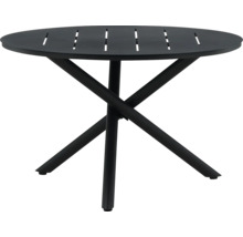 Runt trädgårdsbord med metallram