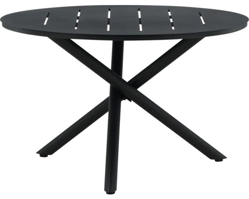 Runt trädgårdsbord med metallram