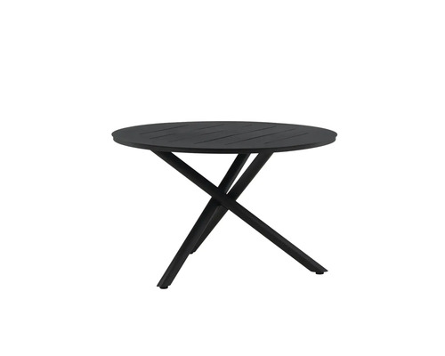 Runt trädgårdsbord med metallram