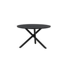 Runt trädgårdsbord med metallram