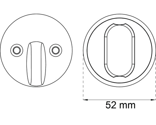 Mått på ett toalettlås vred: 52 mm