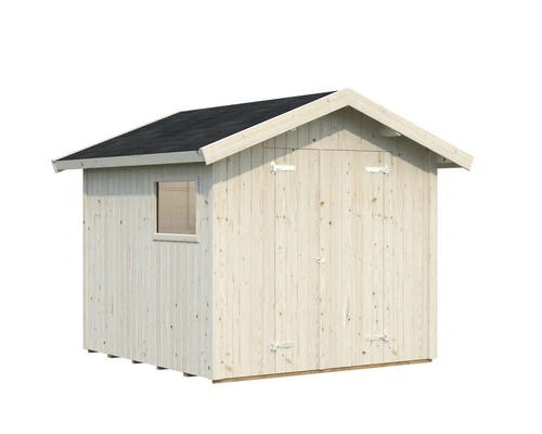 Trädgårdshus i trä med fönster och dubbeldörr