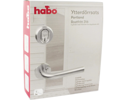 Habo Portland ytterdörrsbeslagset i rostfritt stål