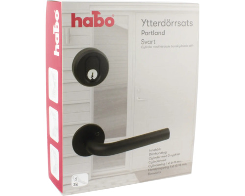 Habö Portland ytterdörrsbeslag, svart