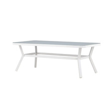 Rektangulärt trädgårdsbord med glasskiva och ram