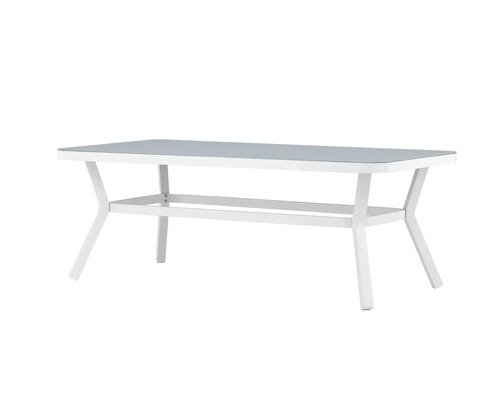 Rektangulärt trädgårdsbord med glasskiva och ram