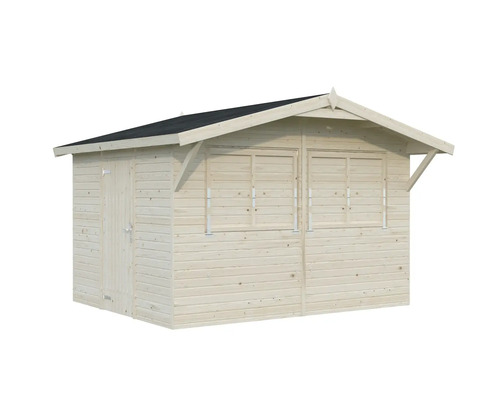 Trädgårdshus i trä med dörr och fönster