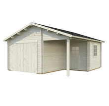 Trädgårdshus i trä med dubbeldörr och tak