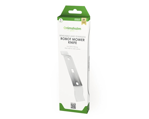 Kniv GRIMSHOLM för Stihl/Viking RMI 400/500 20cm Grimsholm Green robotgräsklipparkniv av böjbart rostfritt stål, lämplig för Stihl och Viking RMI 400 och 500 serier