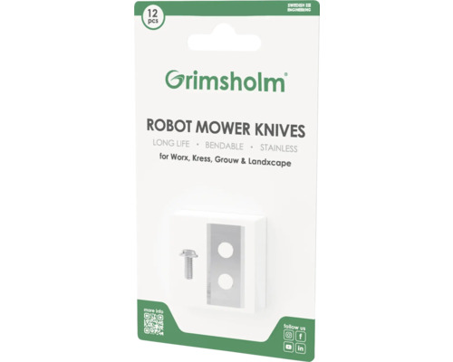 Grimsholm robotgräsklipparknivar, 12 stycken, passar Worx, Kress, Grouw & Landxcape