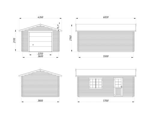 Teknisk ritning av ett garage med mått