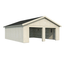 Dubbelgarage i trä med tak