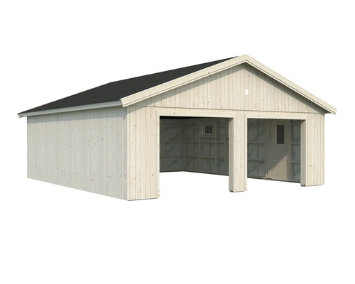 Dubbelgarage i trä med tak