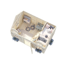 Lekhus för barn med möbler sett från ovan