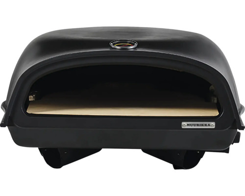 Svart Muurikka pizzaugn med termometer och pizzasten