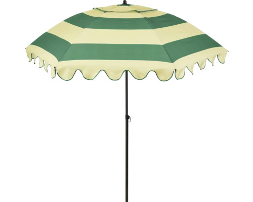 Parasoll MICA randigt Ø197cm H 238cm grönt Randigt parasoll med vågig kant