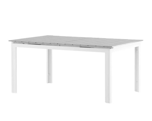 Trädgårdsbord med grå bordsskiva och vit ram